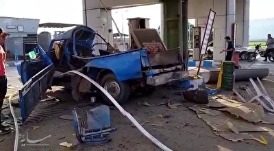 انفجار خودرو در جایگاه CNG رستم آباد | مخزن گاز خودرو فرسوده و غیر استاندارد بود